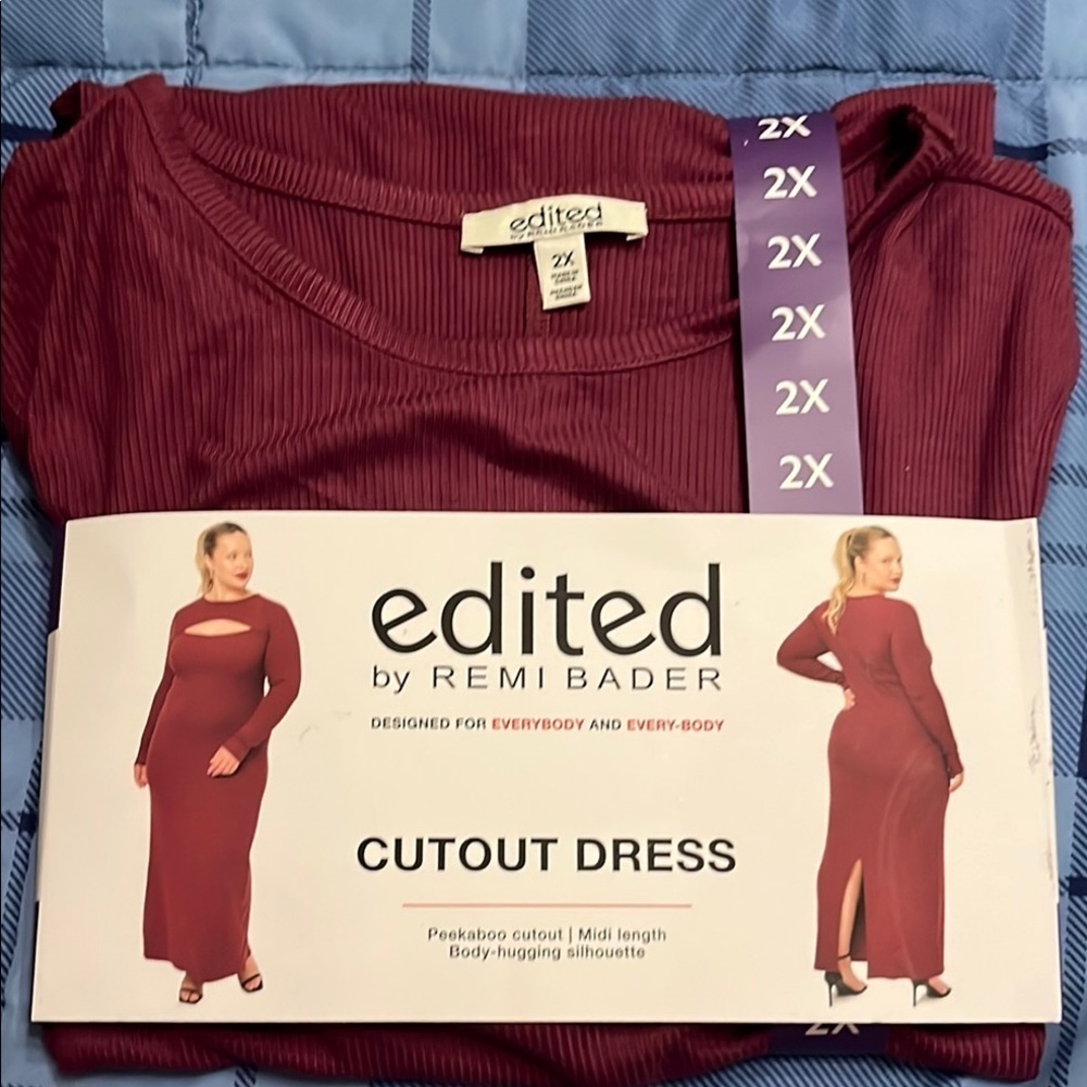 Burgundy Ribbed Cutout Bodycon Dress for going out 2X